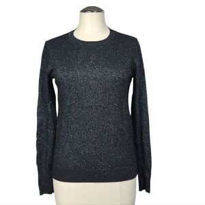 Halogen Black Silver Metallic Shimmer Crewneck Sweater S